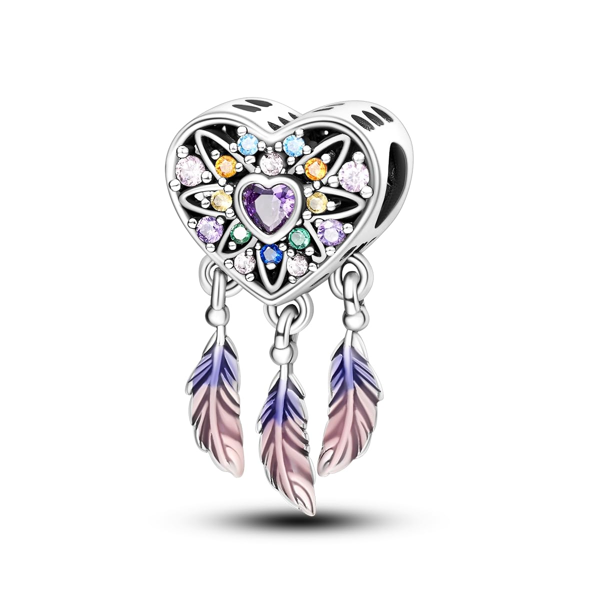 Parmuz 925 Sterling Silver Charm for Bracelet Necklace Dream catcher Feathers Tassel lucky Chameleon cat dangle charm Beads Birt