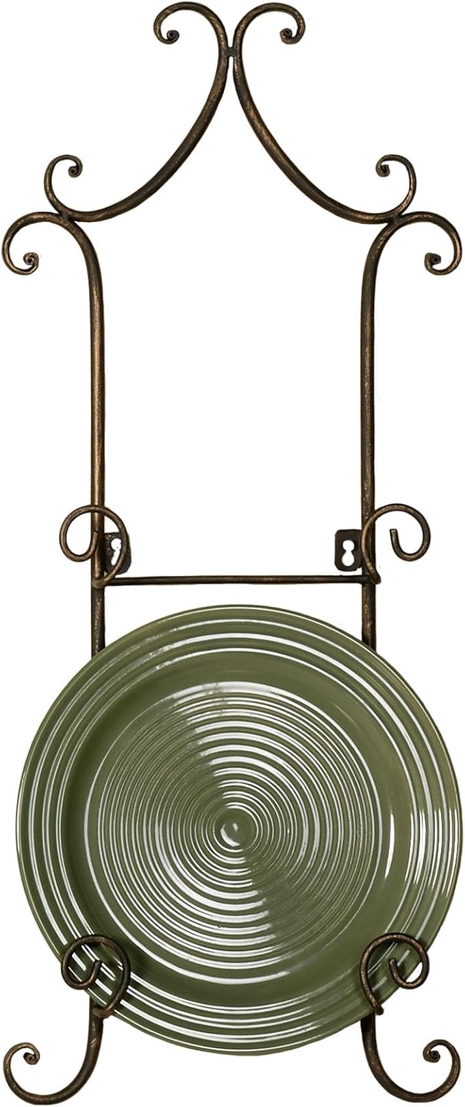 Touch of Class Regalla Scroll - Vertical Hanging Plate Rack - For 9-10" dia. Plates - Antique Bronze Finish - 26 in. tall Two-Plate Rack