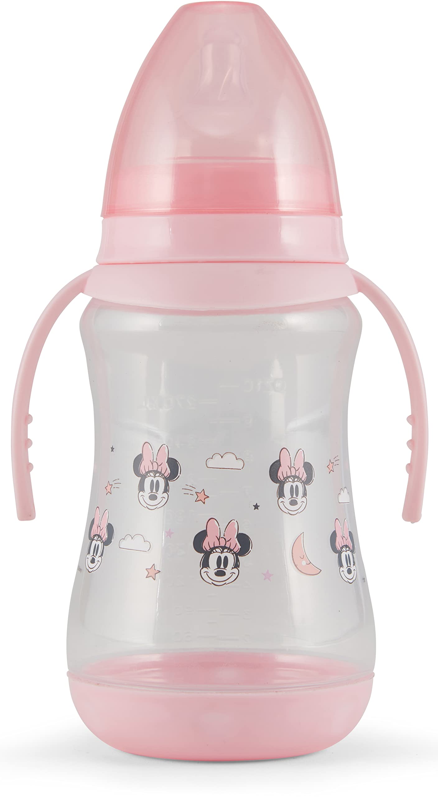 Disney 2 Pack 10 Ounce Baby Bottles with Character Prints and Colored Covers with Double Handle - BPA Free and Easy to Clean