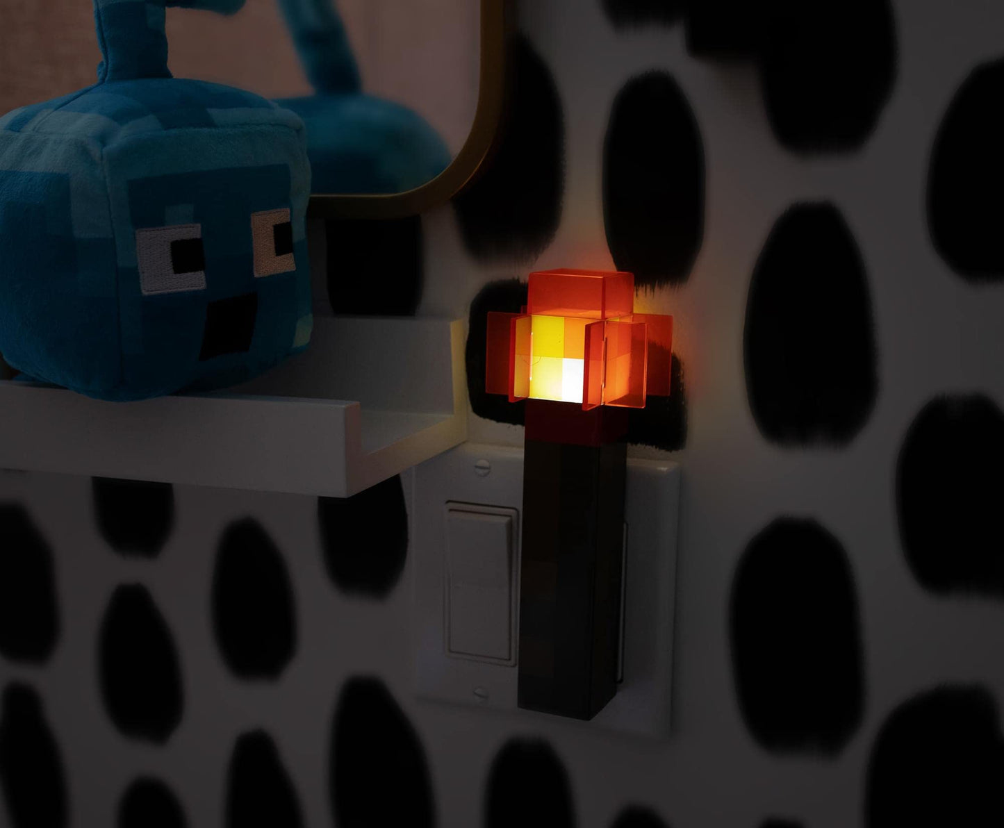 Minecraft Redstone Torch Nightlight | LED Mood Light with Dusk to Dawn Sensor | Plastic | One Size | Brown