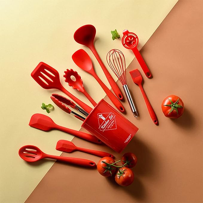 Kitchen Utensils Set-12 Pieces Silicone Cooking Utensils Set (Dishwasher Safe) 392°F Heat Resistant Spatula Set, Nonstick Cookware