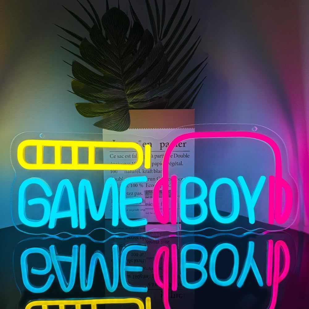 Game Boy Neon Sign,Game Room Dimmable LED Light Signs for Wall Art Decor,Gamer Backdrop for Bedroom Club Party Man Cave,Gaming Gift for Boys Teen Men USB Powered（15.4"*5.9"）