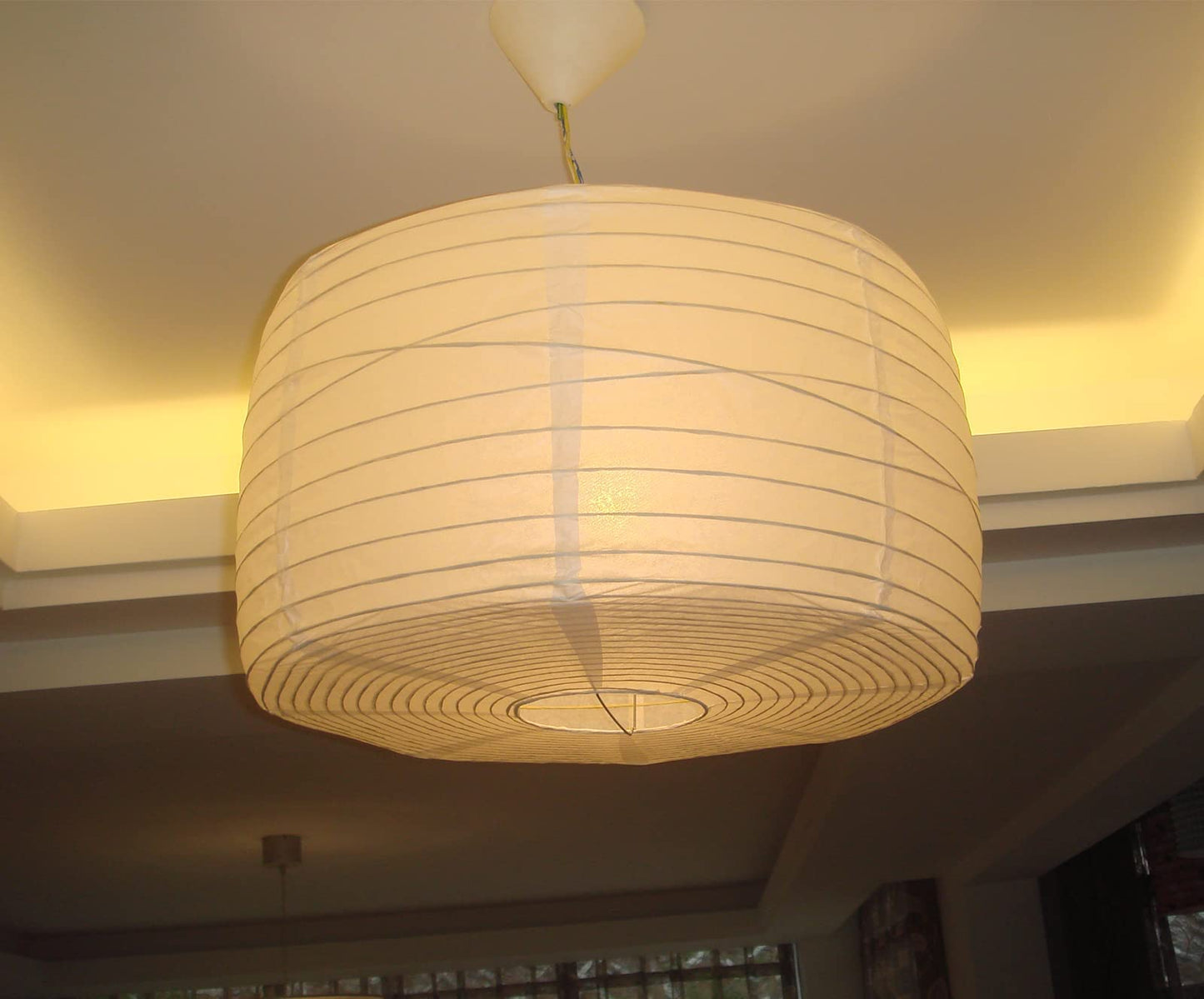 Topaaa Paper Lantern - White Hanging Drum Lampshade, 18Inch, Model Pl-001, Uneven Design