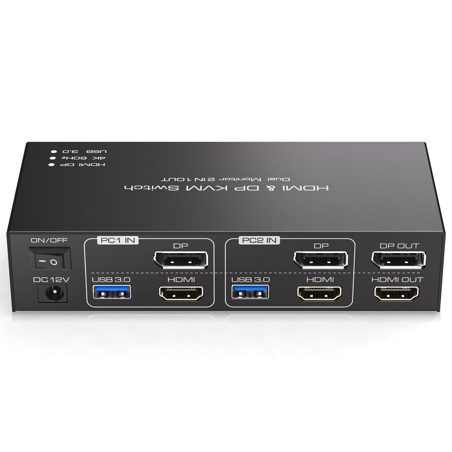 HDMI+Displayport KVM Switch 2 Monitors 2 Computers 4K@60Hz KVM Switcher for Two PC Share Dual Monitors and 4 USB 3.0 Ports Support Extended/Copy Mode with Desktop Controller&2 USB Cables