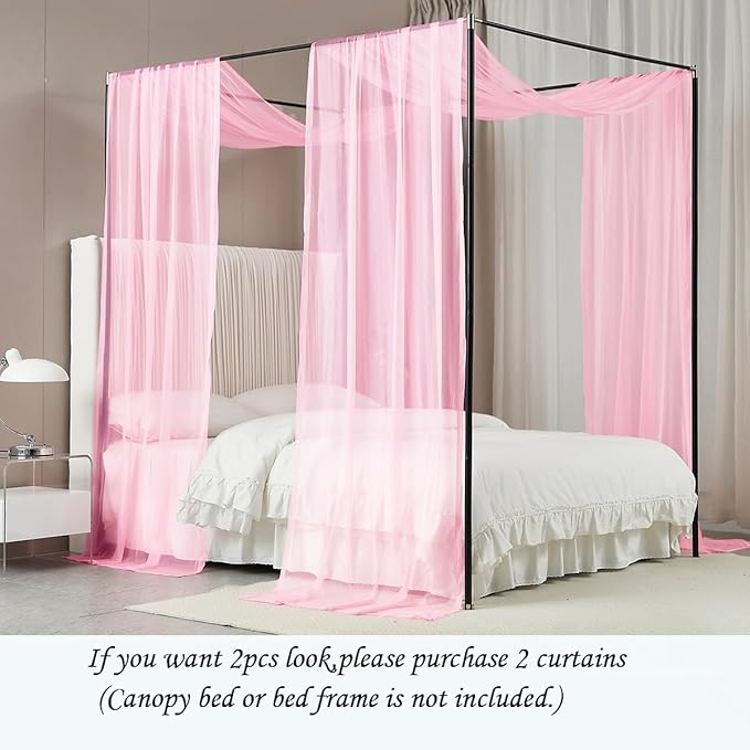 Akiky Bed Canopy for Girls Pink Sheer Canopy Bed Curtains Sheer Scarf Valance 1 Canopy Panel Twin Size Bed Scarf Drapes Bed décor