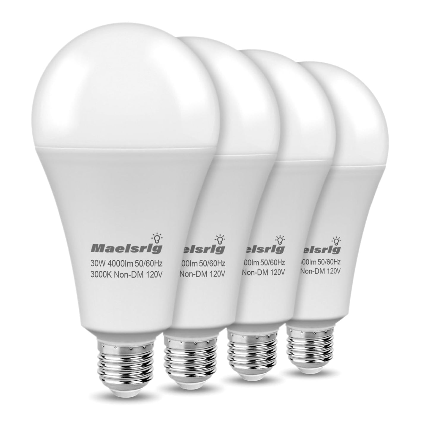 Maelsrlg 300W Equivalent Led Bulb  30W 4000 Lumens Warm White 3000K  E26 Base  120V  Non-Dimmable  4-Pack - Replaces 300 Watt Light Bulb For Home & Hospitality Lighting