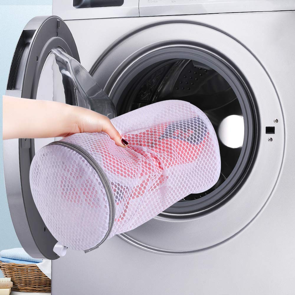 Kimmama Shoe Washing Machine Bag, Sneaker Mesh Washing Bag, Shoe Cleaning Laundry Bag for Gym Shoes, Sneaker, Trainers, Slipper, Honeycomb Net, Grey Zipper, Large Size, 7 x 15“