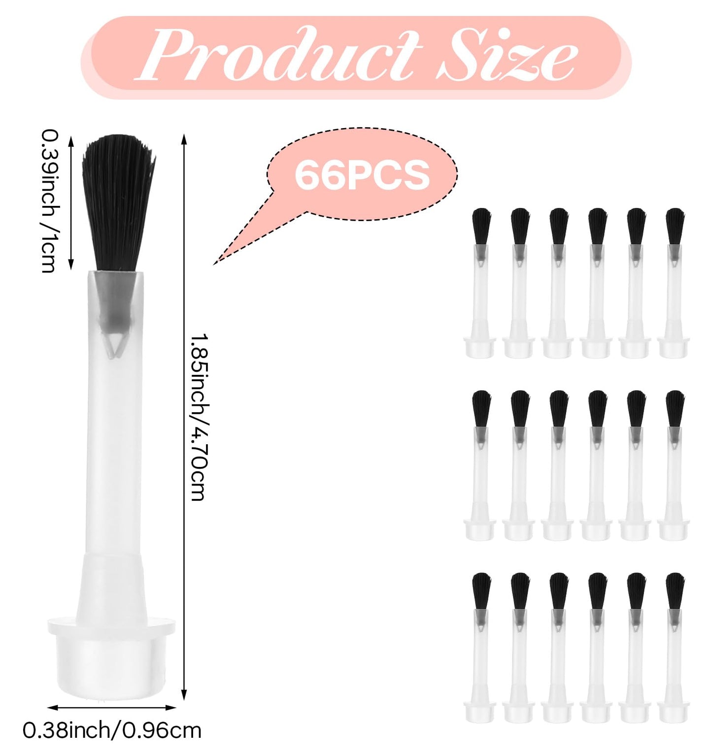 66 Pcs Nail Polish Brush Replacement, Disposable Nail Polish Brushes with Reusable Handle for Women and Girls, Makeup, Salon