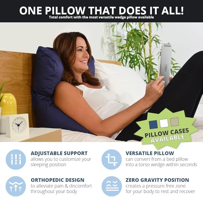 Contour Products, Flip Pillow, Standard Size (20 inch Width), Includes Beige Pillow Cover