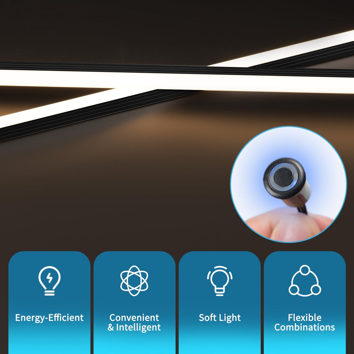 Art3D Led Recessed Lighting Kit - 6Pcs Self-Adhesive White Led Light With Smart Switch  3000K Touching Switch Light For Wood Slat Wall Panels  Headboards  Stairs  Under Cabinet  Home Decor