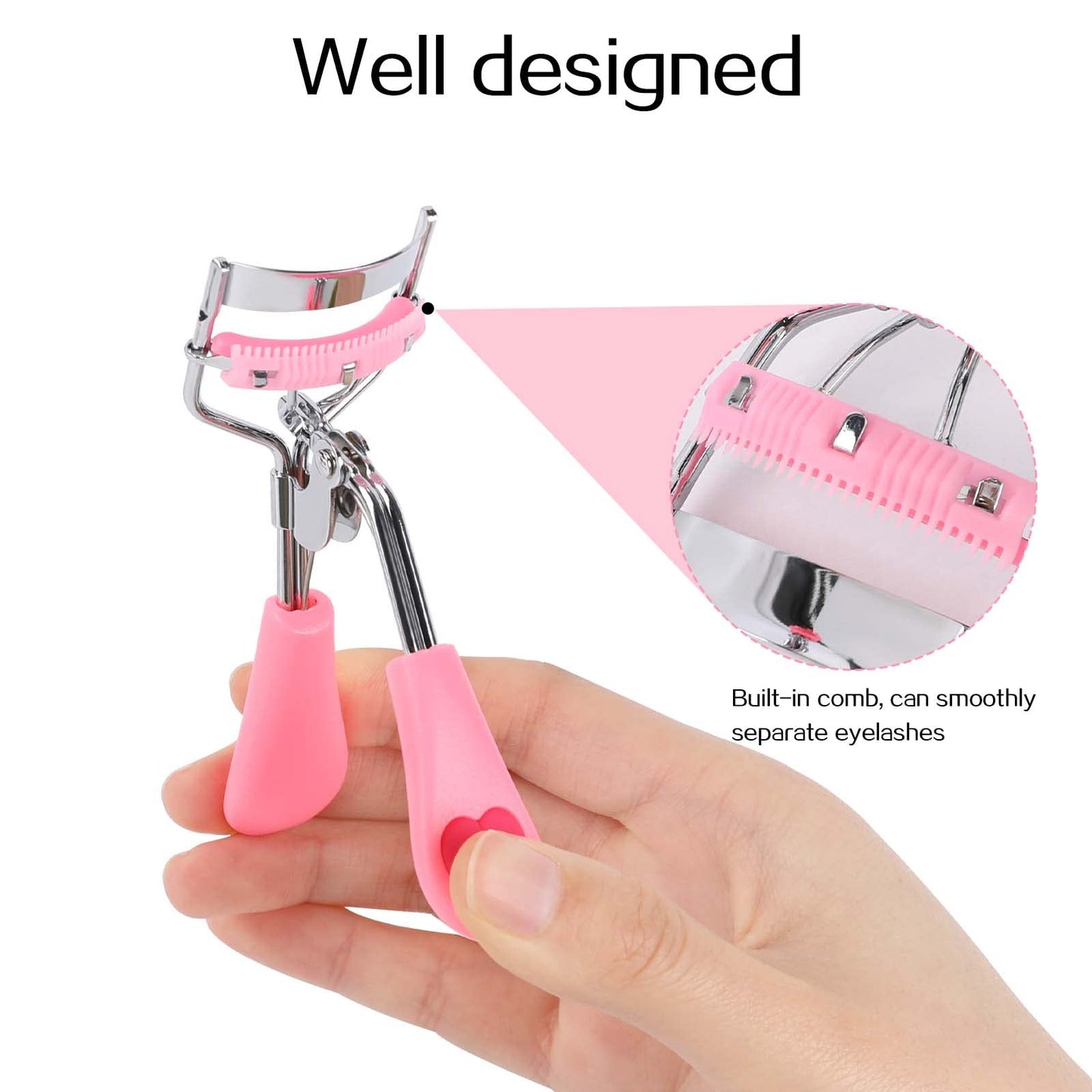 Eyelash Curlers with Comb,2 Pcs Eye Lash Curler Lash Tool Built in Comb Mini Makeup Lash Separator Tool Portable False Eyelashes