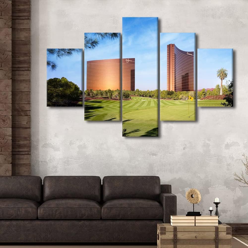 Bedroom Decor for Boy Room Native Golf Course Decor Pictures Nevada USA Paintings 5 Pcs/Multi Panel Wynn Las Vegas Canavs Artwork Home Decor Giclee Gallery Wrapped Stretched Ready to Hang - 60"Wx40"H