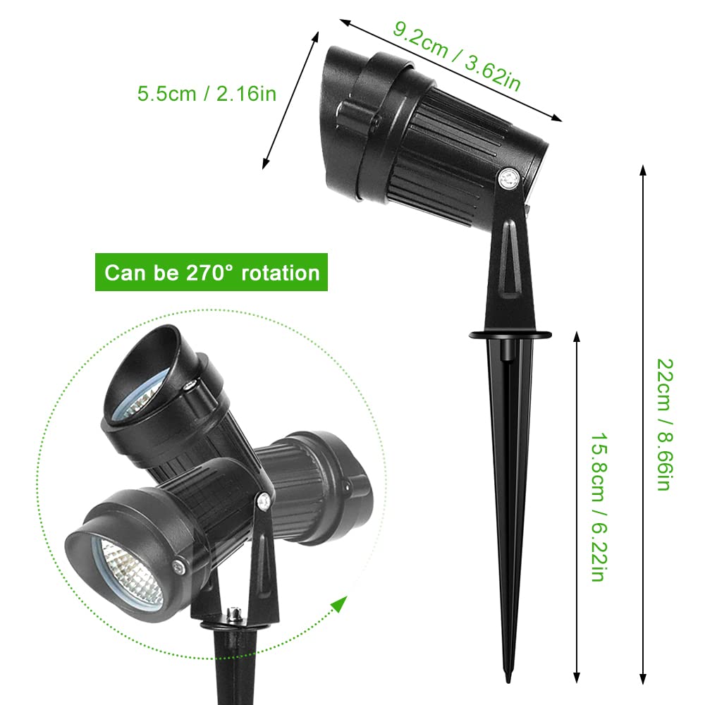 Lightingwill 5W Led Landscape Lights  Warm White 3000K-3500K  Waterproof Dc 12V Cob Led Outdoor Wall Spotlight Low Voltage Garden Tree Spot Lighting For Yard Pathways Fence (4 Pack)