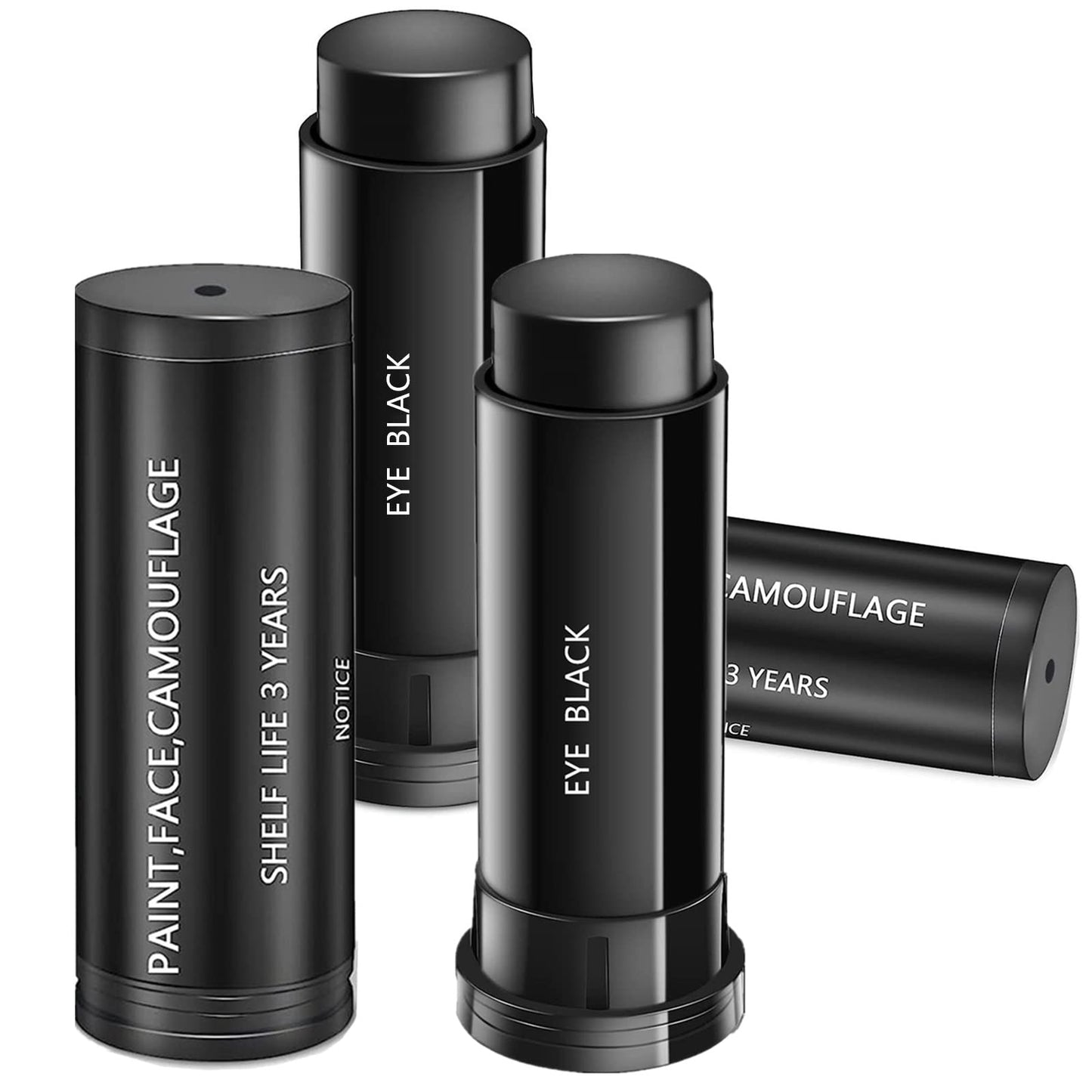 Go Ho 3PCS Eye Black Sticks for Sports,Eyeblack Baseball Face Paint,Softball/Baseball Accessories,Football Stick Eye Strips,Blac