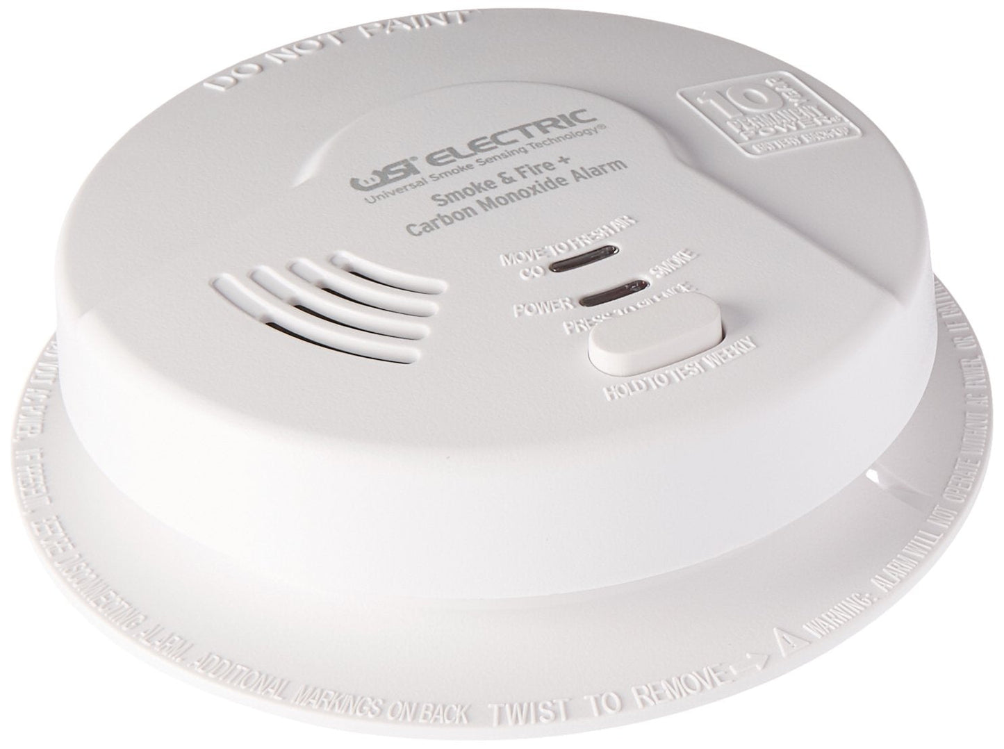 Universal Security Instruments Hardwired 10 Year Tamper Proof Permanent Power Sealed Battery 3-in-1 Universal Smoke Sensing & Carbon Monoxide Combination Alarm, Model MIC1509S,white, Corded Electric