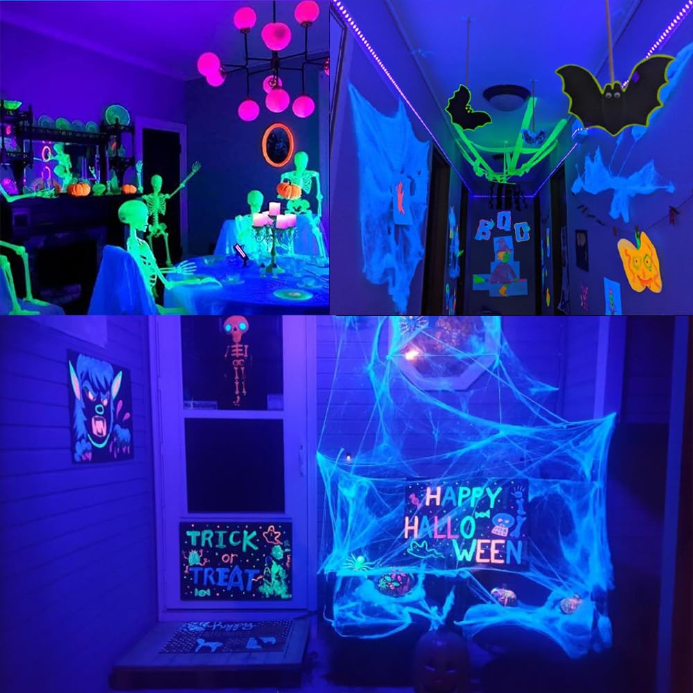 Solhice Black Light String Lights, 60ft, 240 LEDs, Remote Plug-in, Indoor D?or, Model HG00240-R