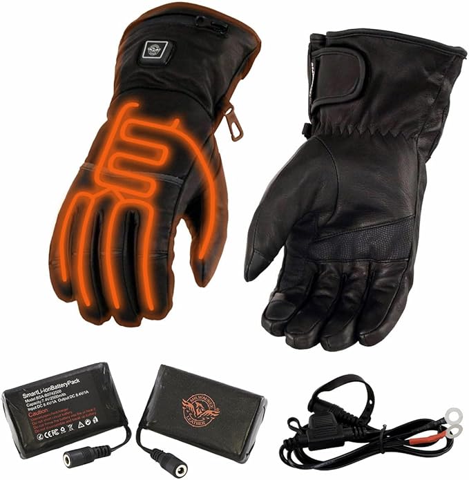 Milwaukee Leather MG7513SET Men’s Heated Winter Gloves for Motorcycle Ski Hunting/Harness Wire and i-Touch