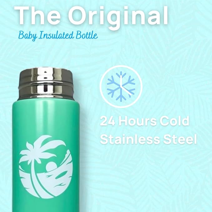 Versatile Waiu Insulated Baby Bottle | 4 oz & 6 oz Sizes | Keeps Drinks Hot for 8 Hours, Cold for 24 Hours | BPA-Free | Multiple Colors Available (Green, 4 oz.)