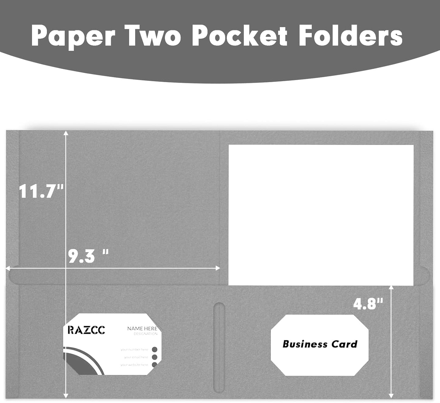 Two Pocket Folders, 50 Pack, Letter Size, Grey