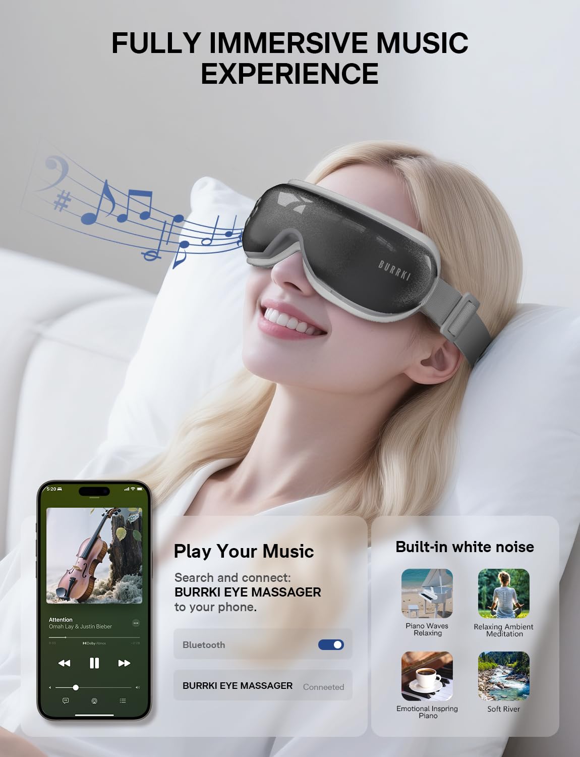 Eye Massager, Christmas Gifts for Mom Dad Women Men, Migraine Relief Massager with Compression and Bluetooth, Heated Eye Mask Reduce Eye Strain, Dry Eyes and Improve Sleep, Wedding Birthday Gifts