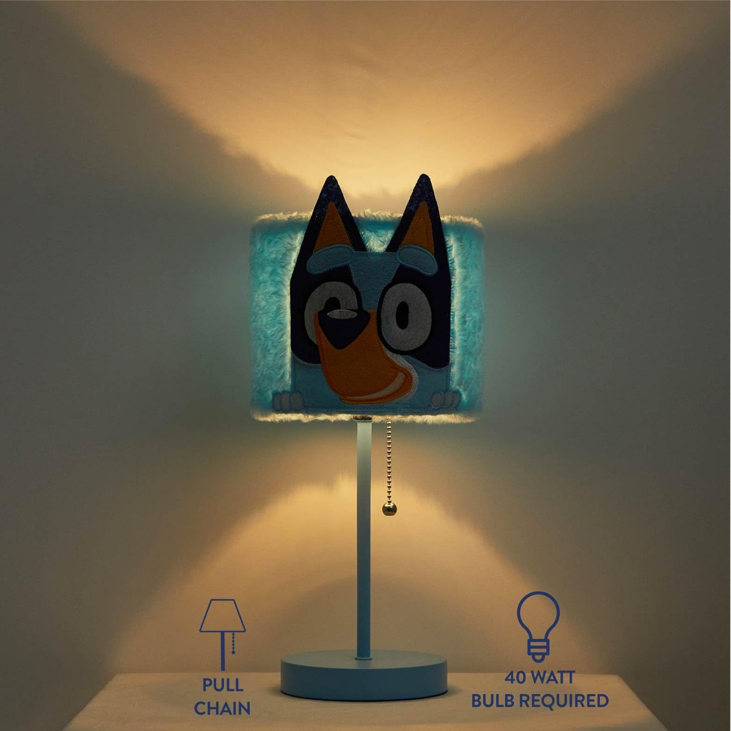 Idea Nuova Bluey Figural Table Lamp - Kids Night Light With Plush Shade, Cute Character Decor For Playrooms & Reading Nooks, Model Nk504025