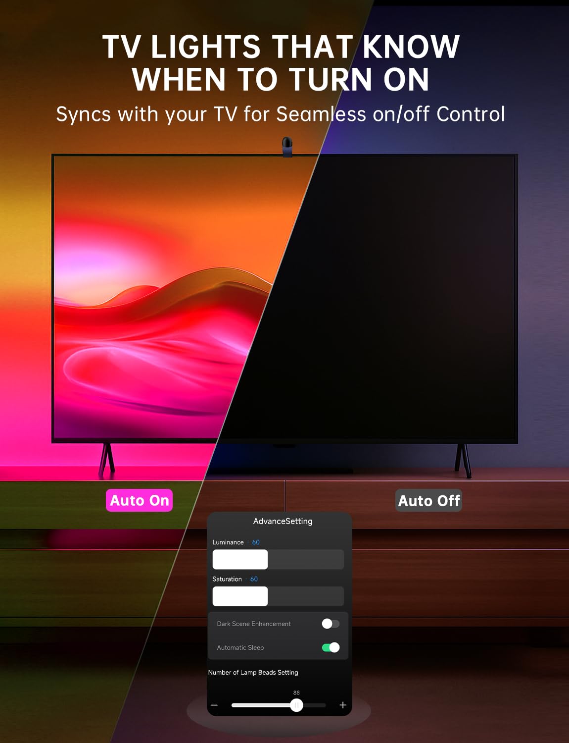 Qtu Tv Led Backlight Sync To Screen - 11.5Ft Led Lights For 32-50 Inch Tvs & Pc Monitors  Smart App Control Tv Lights That Change With Tv  Usb-C Powered Rgb Strip Lighting
