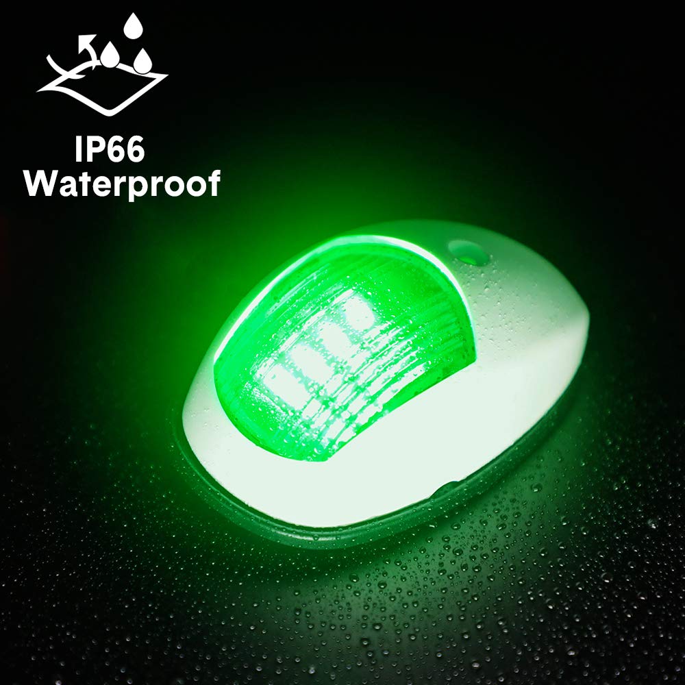 Obcursco Led Boat Navigation Lights, Ip67 Waterproof, Red & Green, Vertical Mount For Pontoon, Bass & Jon Boats, White - Model Os004-001-004S