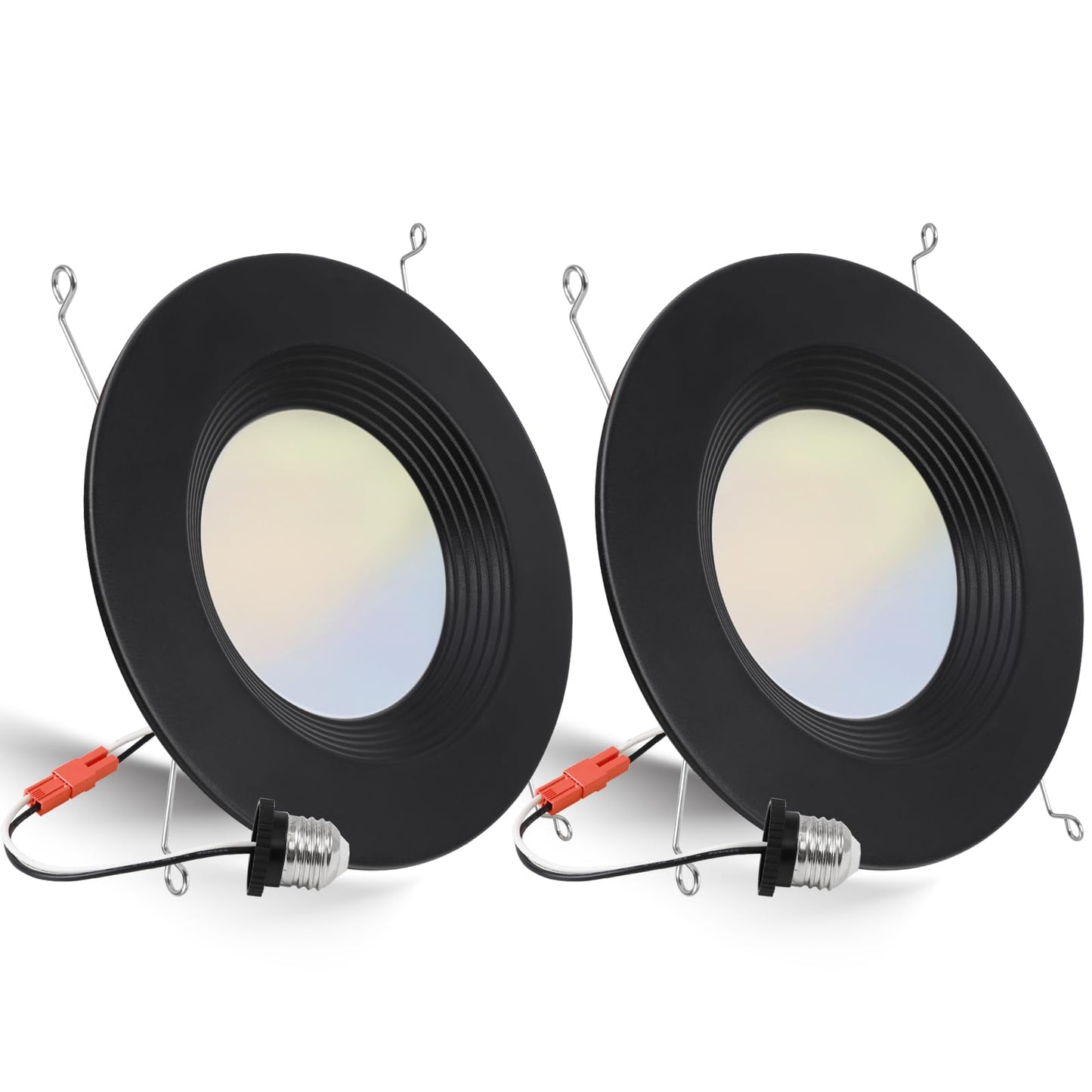 2 Pack 5/6 Inch 5Cct Black Led Recessed Lighting Retrofit  2700K/3000K/4000K/5000K/6500K Selectable  Dimmable Can Lights With Baffle Trim  12W=150W  High Brightness 1000Lm  Wet Rated  Etl Certified
