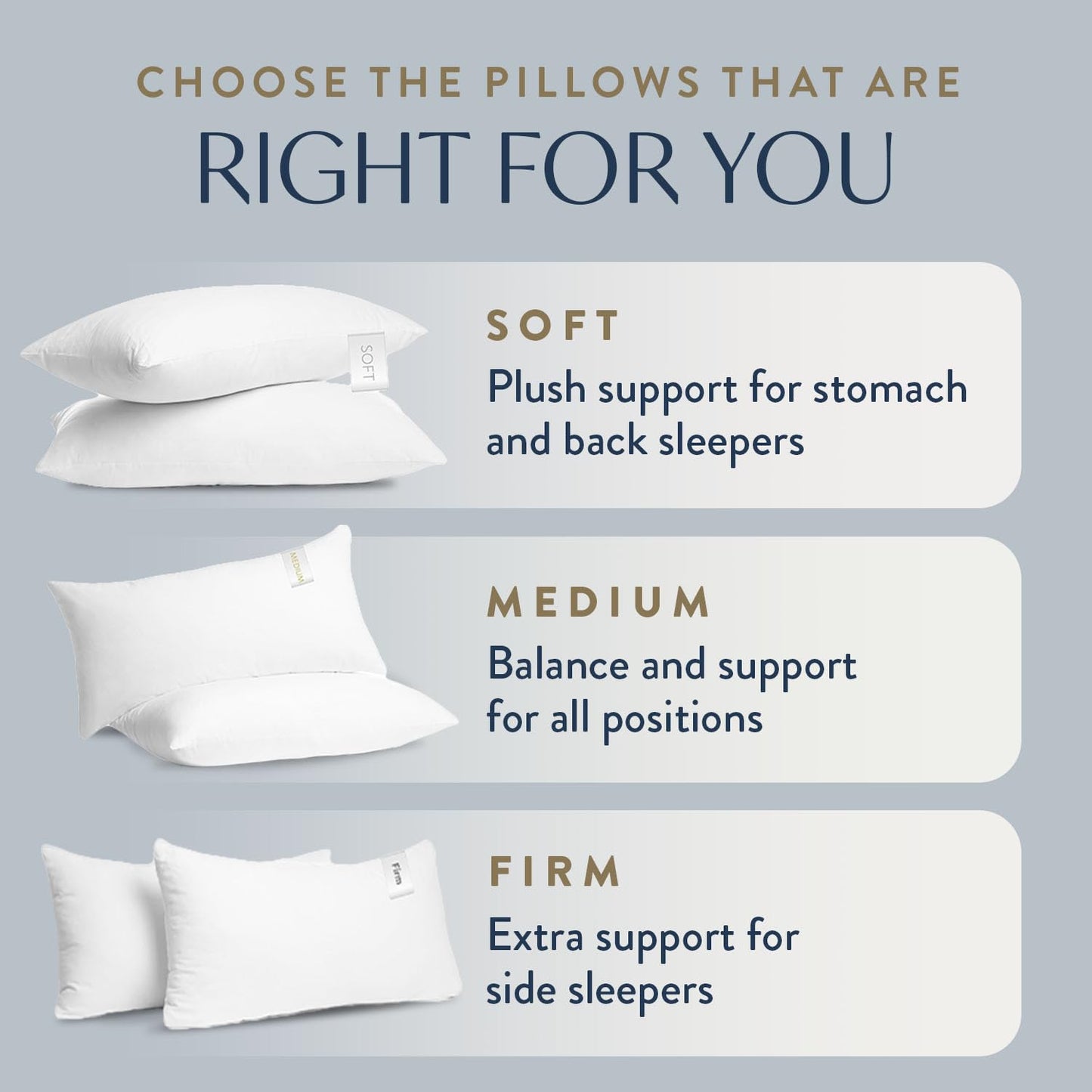 Digital Decor 100% Cotton Hotel Pillows, U.S. Made Hypoallergenic Pillows with Down Alternative Fiber Fill for Side & Back Sleepers, Set of 2, Three Comfort Levels, (Soft, Medium, Firm) Soft