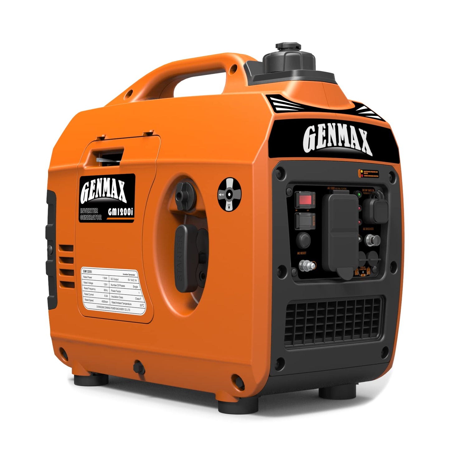 Genmax Portable Generator,1200W Ultra-Quiet Gas Engine, Epa Compliant, Eco-Mode Feature, Ultra Lightweight For Backup Home Use &