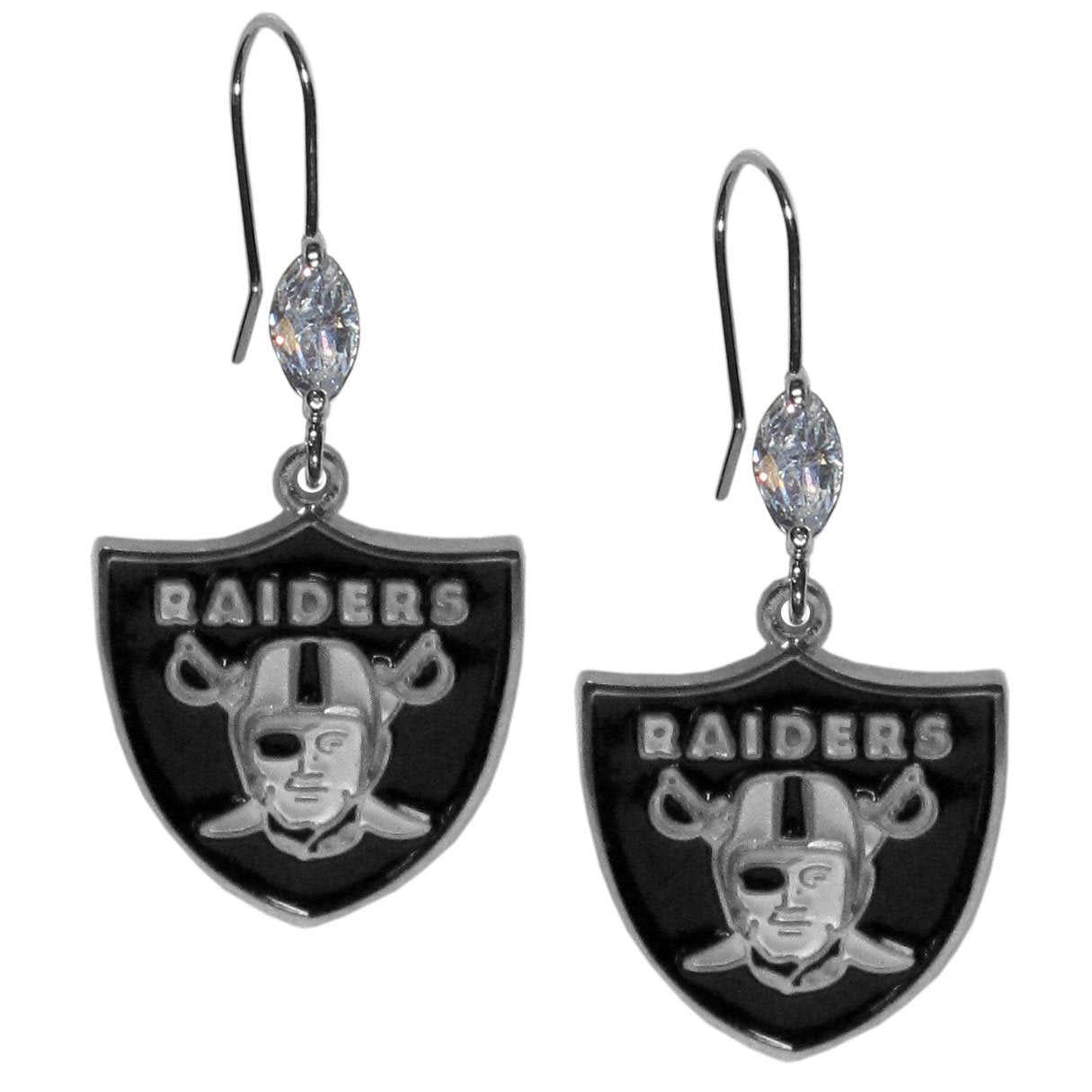 NFL Siskiyou Sports Womens Las Vegas Raiders Crystal Dangle Earrings One Size Team Color,white