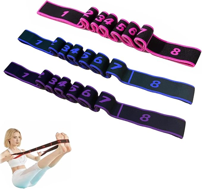 Fitness Resistance Band for Stretching and Yoga, Number Stretch Resistance Band with Clear Markings, 8-Section Elastic Tra...