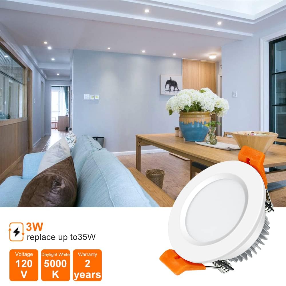 Inshareplus 6 Pack 2 Inch Led Recessed Lighting  Downlight Dimmable 3W (35W Equivalent)  5000K Daylight White  Cri80  Recessed Light Fixtures With Led Driver