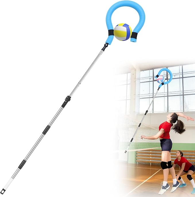 Volleyball Spike Trainer - Adjustable Height 63"-77" with Question Mark Hook, Durable Lightweight for Serving, Spiking & J...