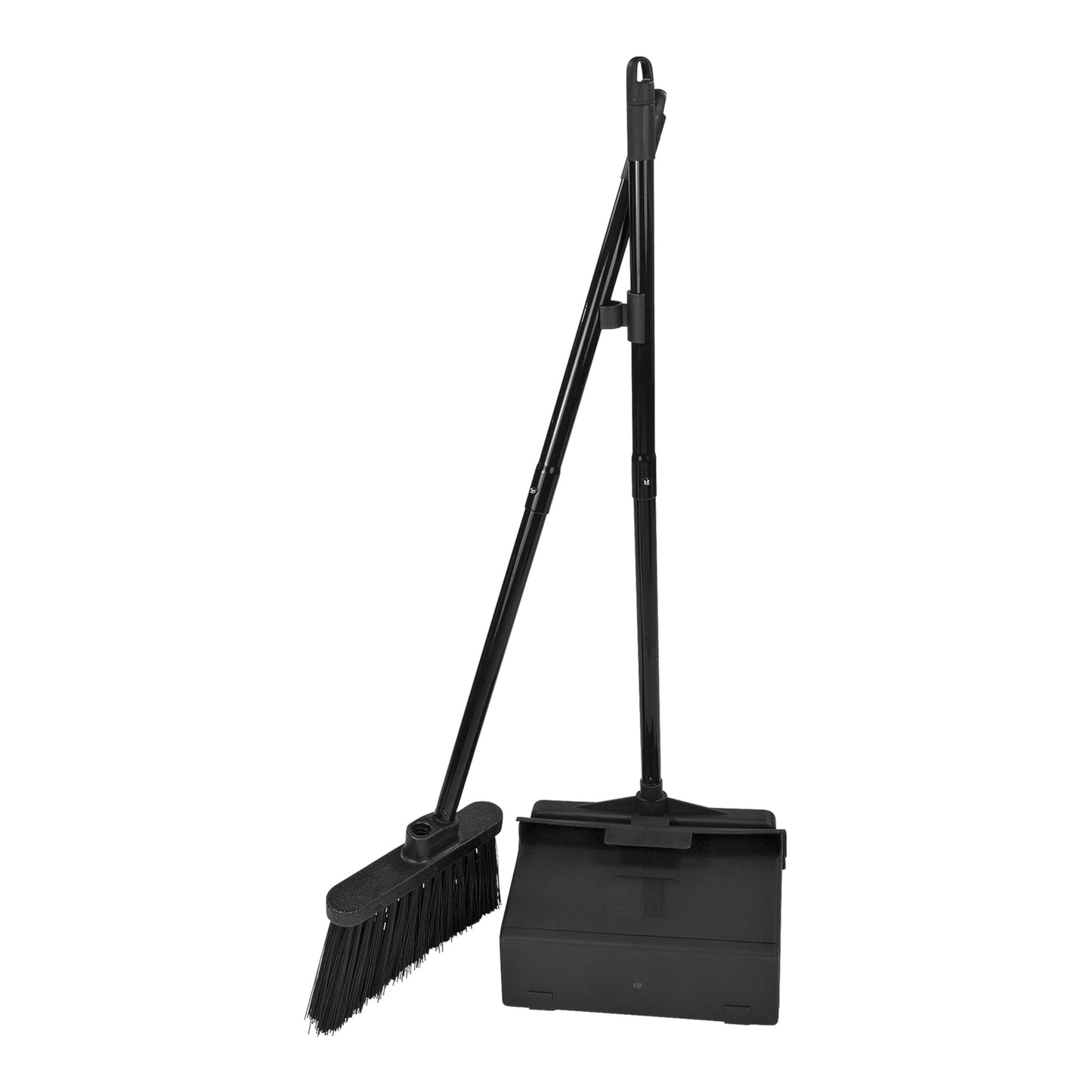 SPARTA Duo-Pan Upright Dust Pan and Broom Set, Essential Cleaning Tools for Home and Commercial Use, 36" Handle, 1 Count, Black