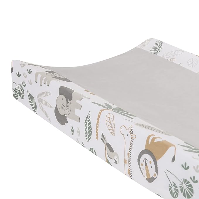 Lambs & Ivy Jungle Friends Soft, Warm & Cozy Safari Changing Pad Cover - Gray