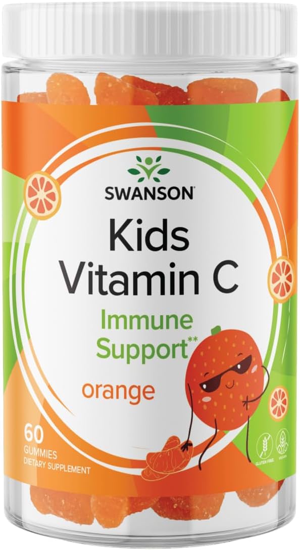 Swanson Kids Vitamin C Gummies - 60 Orange-Flavored Gummies - Immune Support for Children