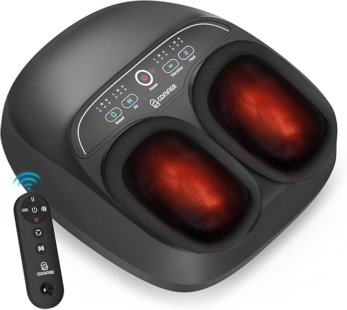 COMFIER Foot Massager with Heat,FSA Eligible,Kneading,Vibration,Compression,Pause Function,Shiatsu feet Massager for Plant...