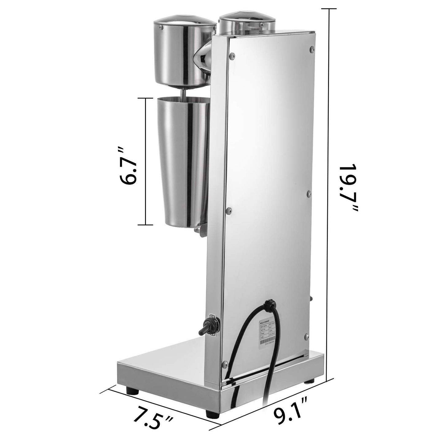 VEVOR Milkshake Double Head Electric Blender, 180W, Silver, 800ml