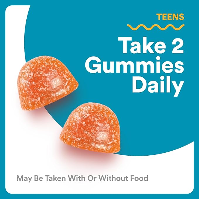 SmartyPants Teen Guy Multivitamin Gummies - Improved Formula: Omega 3 (DHA/EPA), Vitamin D3, C, Vitamin B12, B6, A, K & Zinc, Folate, Gluten Free, Fruit Flavor, 60 Count (30 Day Supply)