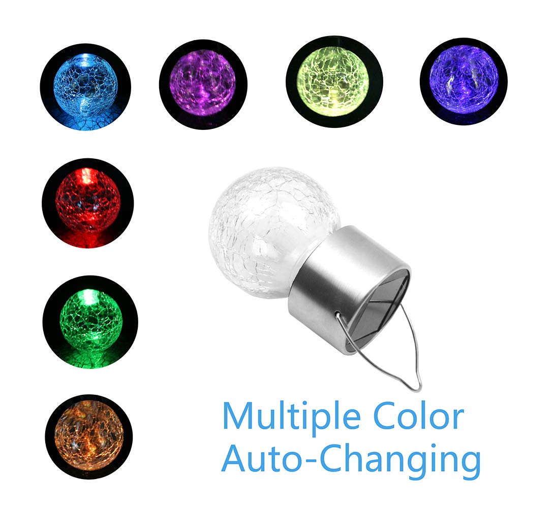 KIMI HOUSE Hanging Solar Powered LED Light, Waterproof  ed Glass Ball Lantern, Colorful, Model LWDP-12