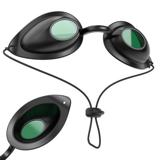 Karono Flexible IPL Goggles Eye Shields - UV Eye Protection Glasses for Skin Therapy, Tanning Bed, Hair Removal, Blocks 200-2000nm Wavelengths, Adjustable Head Strap for Comfort Fit