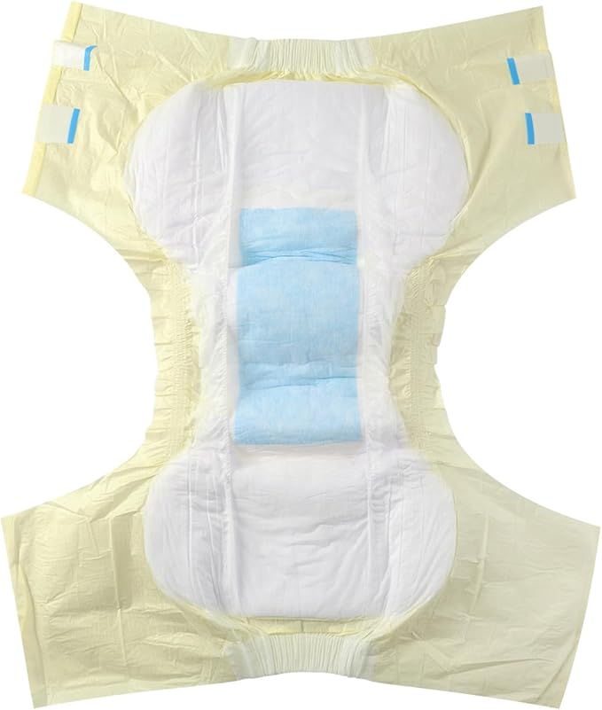 CutiePlusU Disposable Adult Diaper Heavy Absorption Dry Surface Adult Diapers All Night- Yellow 10 Pieces (Large 37"-47")