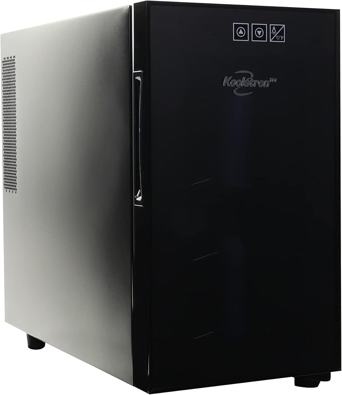 Koolatron 8 Bottle Wine Fridge – Freestanding Wine Cooler with Glass Door, 0.8 cu. ft (23 L), Beverage Can Refrigerator, Digital Temperature Control, Ideal for White, Red & Sparkling Wine, Champagne