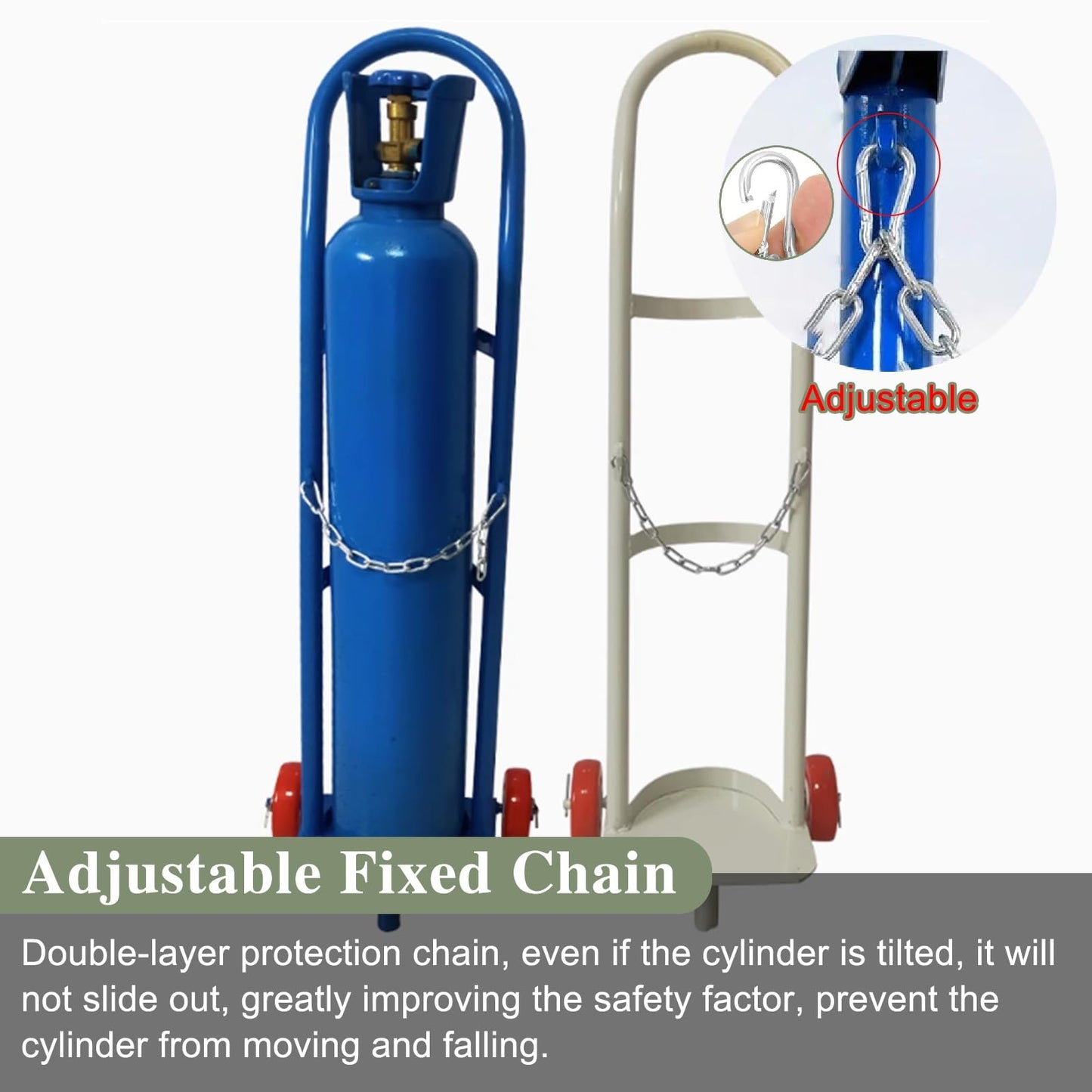 PPOIUYK Cylinder Tank Holder Welding Steel Gas Cylinder Cart Trolley, Lightweight Oxygen Tank Cart Dolly for Transportation, Single Capacity Co2 Cylinder Organizer Shelf(Blue,110cm/43.3in)