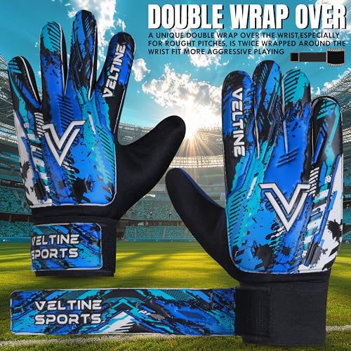 Veltine Sports Soccer Goalie Gloves for Kids Boys Children,Youth & Adult Football Goalkeeper Gloves with Double Wrist Prot...