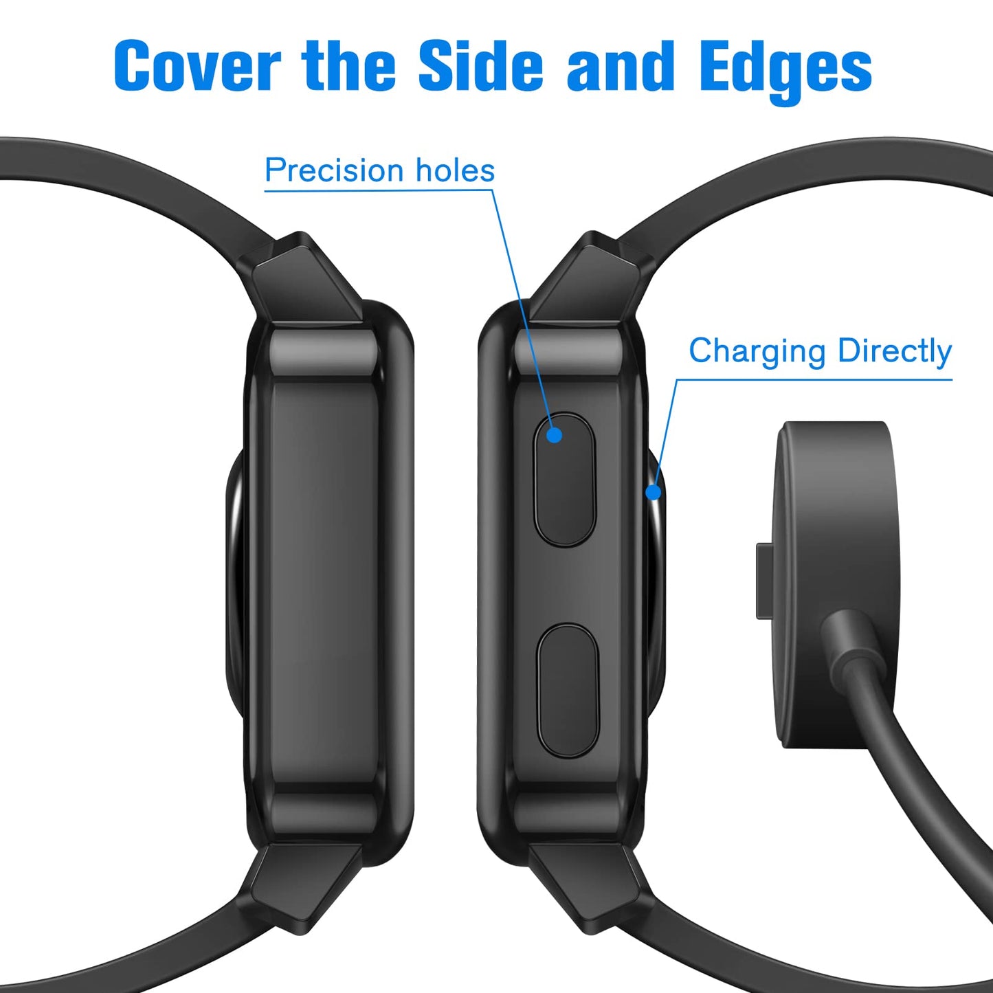 Fintie 3 Packs Screen Protector Case Compatible with Garmin Venu Sq 2 / Sq 2 Music, Soft TPU Plated Bumper Full Cover Protective Cases Scratch-Proof, Black/Clear/Silver