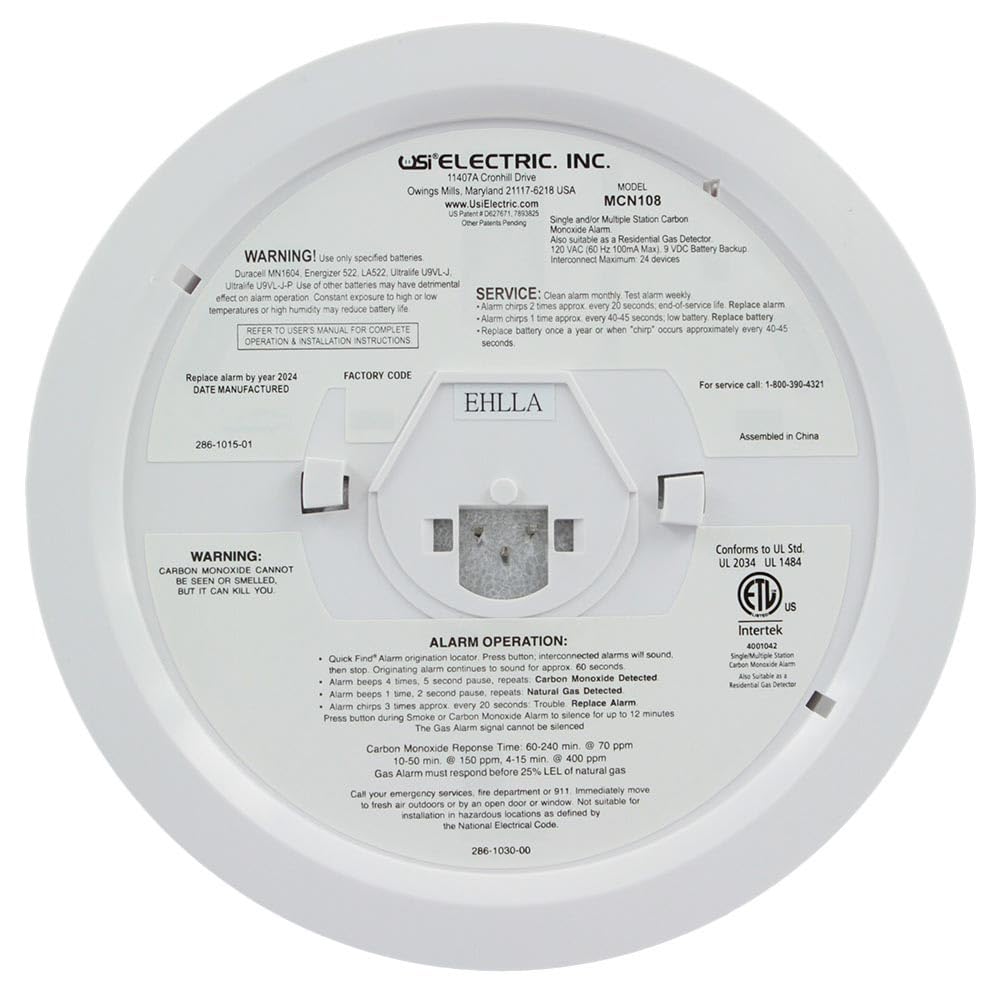Universal Security Instruments Natural Gas and Carbon Monoxide Detector with Battery Backup (MCN108), with Wholesalehome Cloth