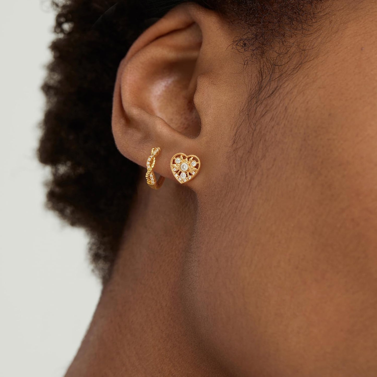 MYEARS Women Twisted Earrings Gold Huggie Hoop Ear Stud Cuff Cubic Zirconia 14K Small Simple Hypoallergenic Everyday Jewelry