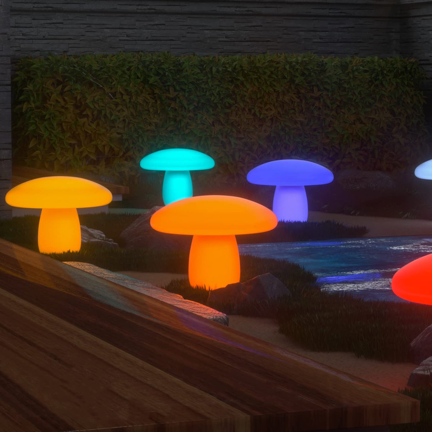 Magshion LED Mushroom Night Light, 21in Height, 16 RGB Colors, Dimmable, Rechargeable, Remote, Medium, White, Model MAG-A41-LED-DL-006